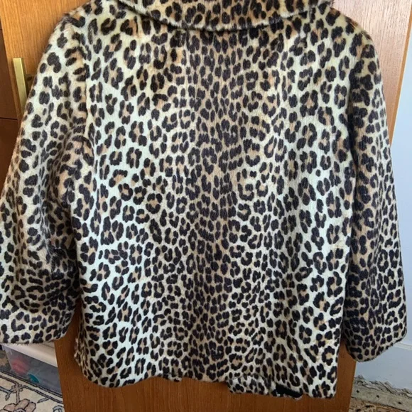 Vintage 60s Leopard Peacoat faux Fur size large 12 14 - Picture 6 of 14